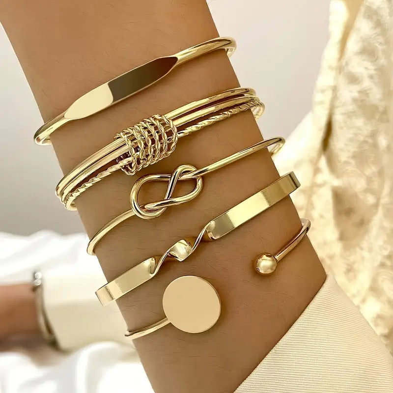 Conjunto de Pulseiras Elegância com Nós | Ouro
