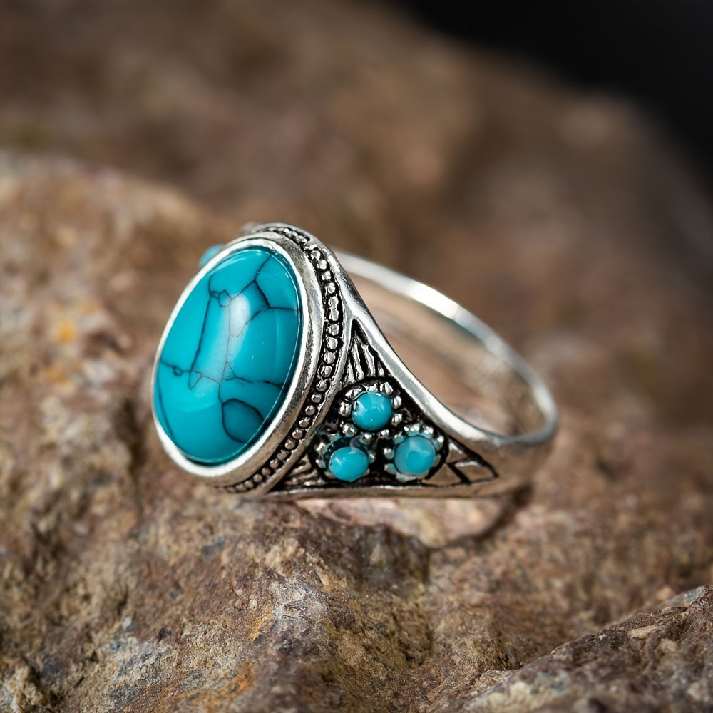 Anel Nomad com Pedra Azul | Ouro Branco