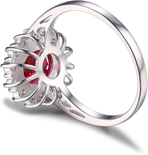 Anel Clássico Ruby Halo | Ouro Branco