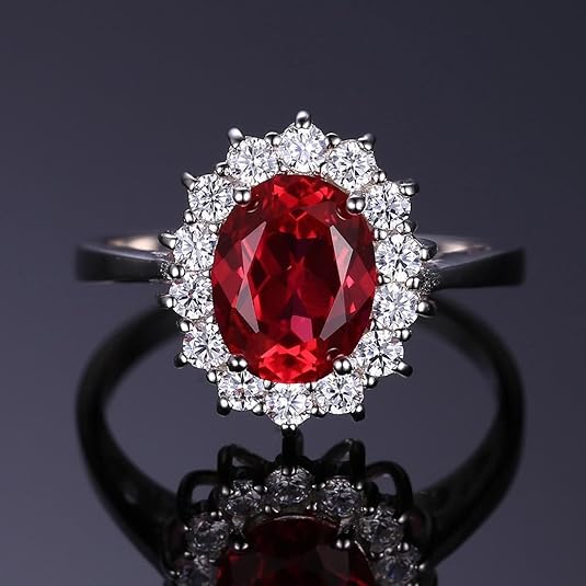 Anel Clássico Ruby Halo | Ouro Branco