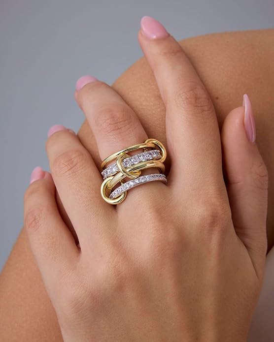 Anéis Interlock Stack | Ouro