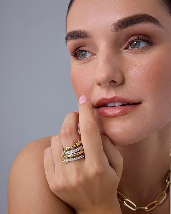 Anéis Interlock Stack | Ouro