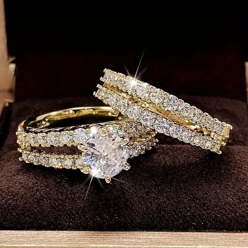 Conjunto de Anéis Eternal Radiance | Ouro