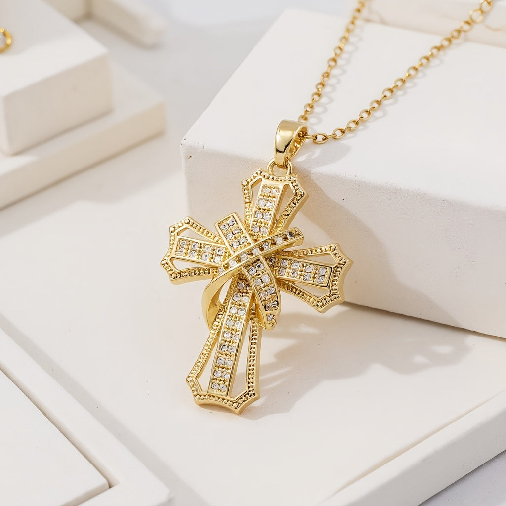 Colar com Pingente Cruz Radiante | Ouro