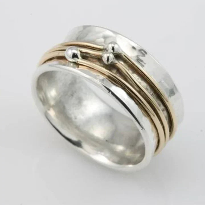 Anel Vintage em Camadas Ouro e Prata | Ouro Misto