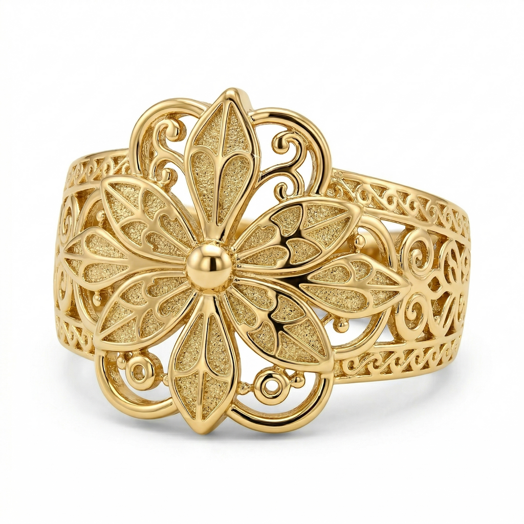 Anel Vintage Inspirado em Flor | Ouro