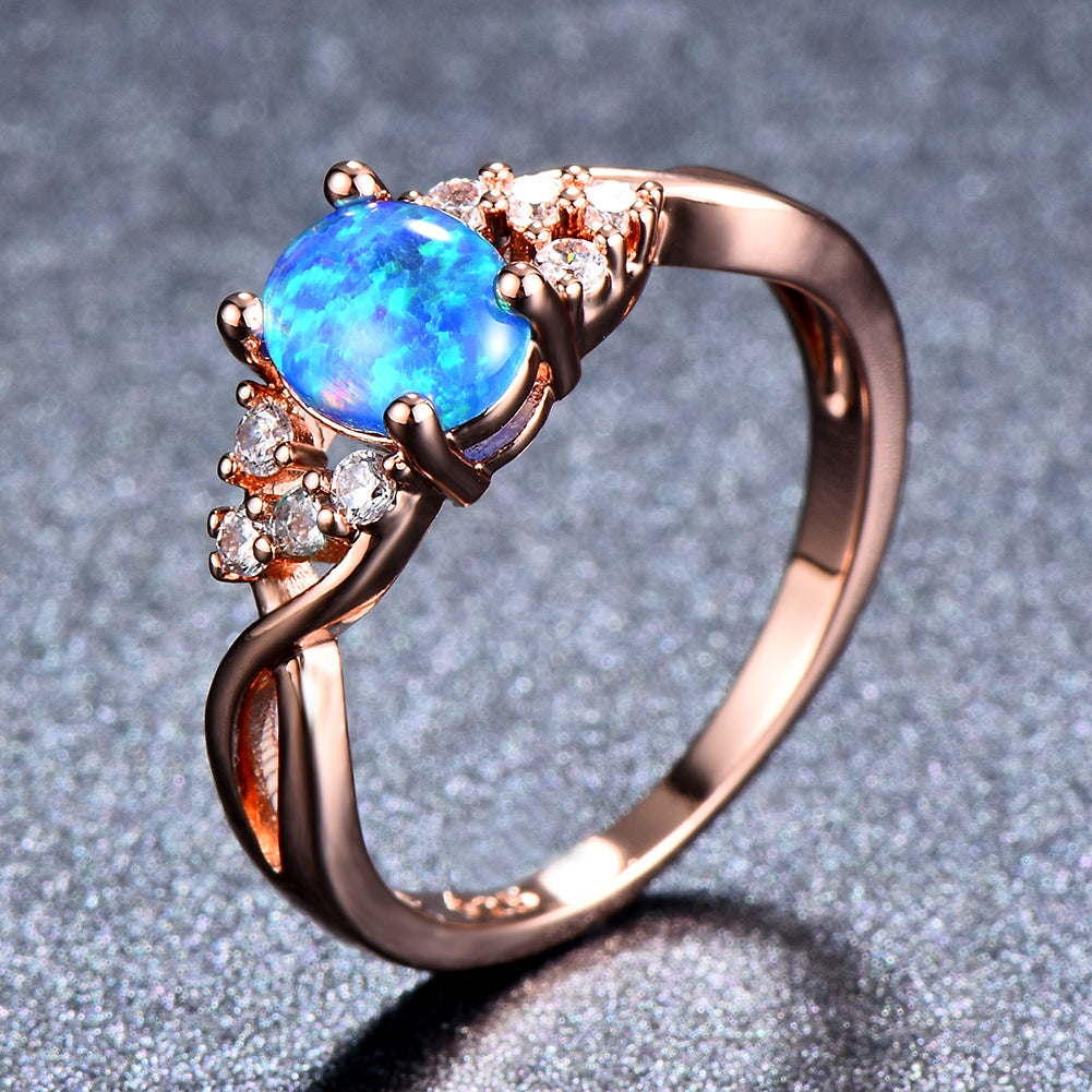 Anel Sylva Moonhart Azul | Ouro Rosa