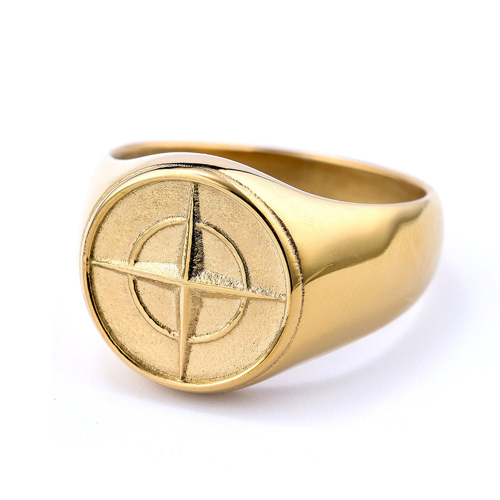 Anel Signet Bússola Clássico | Ouro