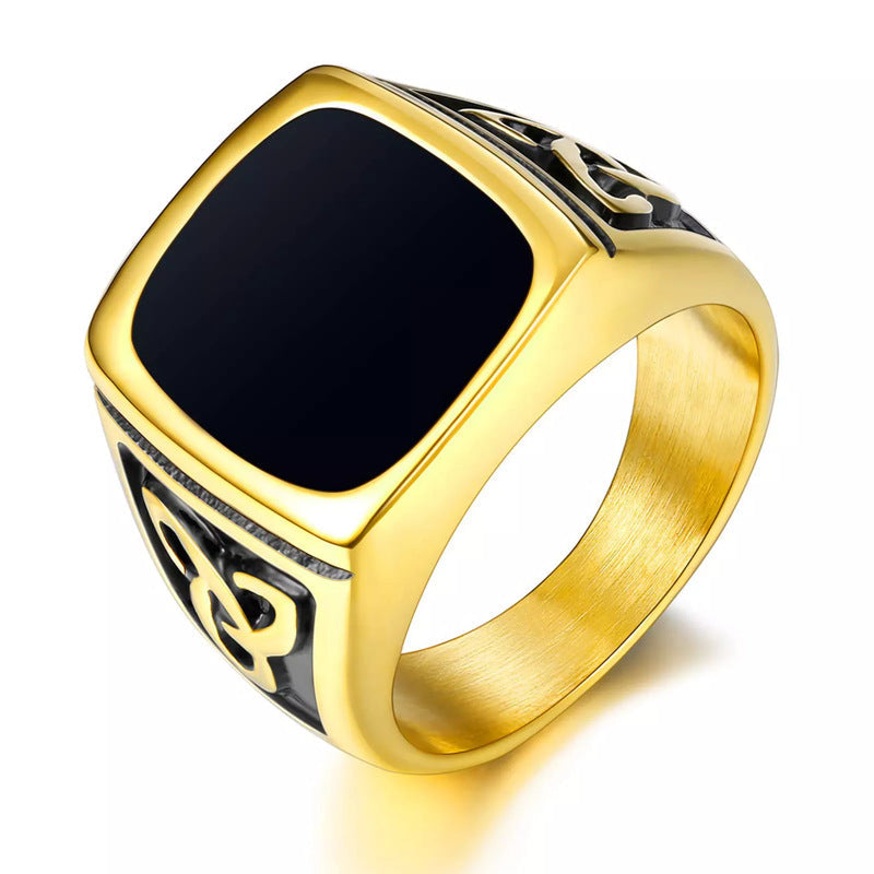 Anel Signet Ônix Negro | Ouro