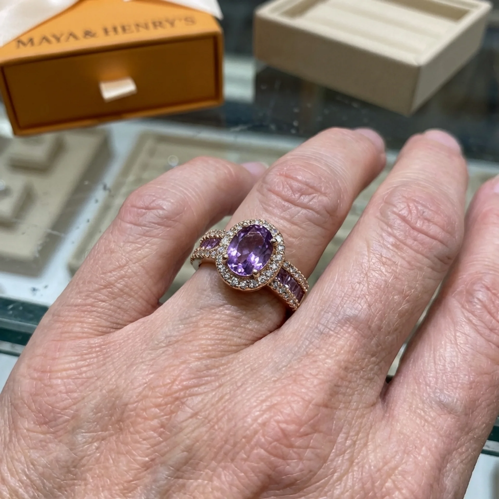 Anel Odelia Violet Lumina | Ouro Rosa