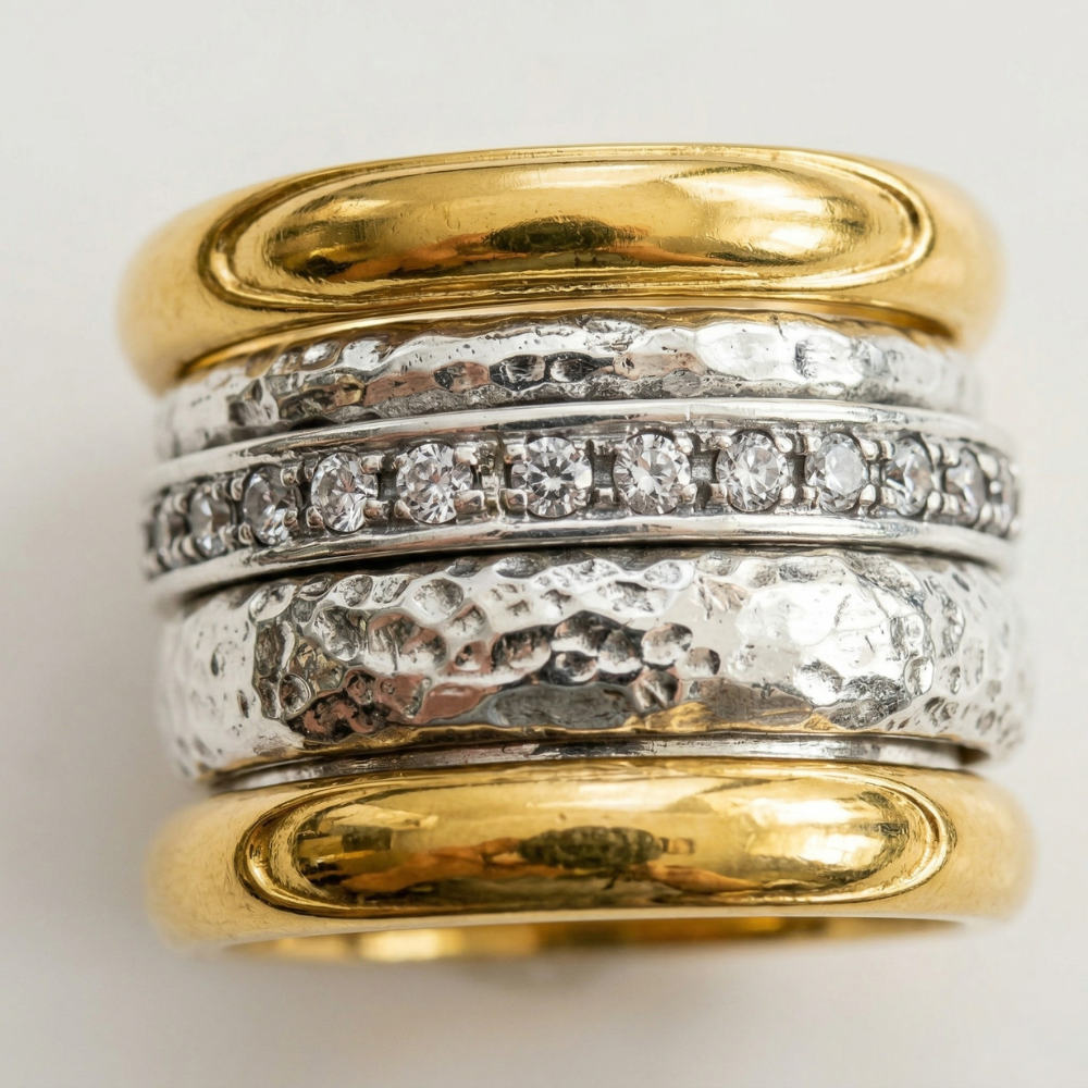 Anel Atemporal em Camadas Amarelo | Ouro