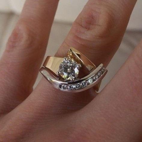 Anel Vintage Irregular de Zircônia em Ouro e Prata | Ouro Misto