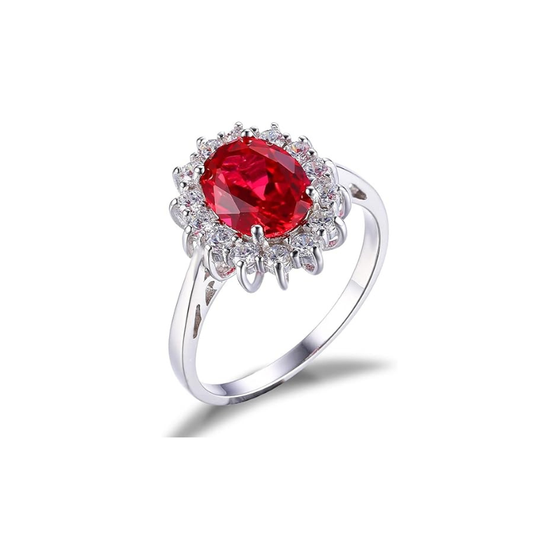 Anel Clássico Ruby Halo | Ouro Branco