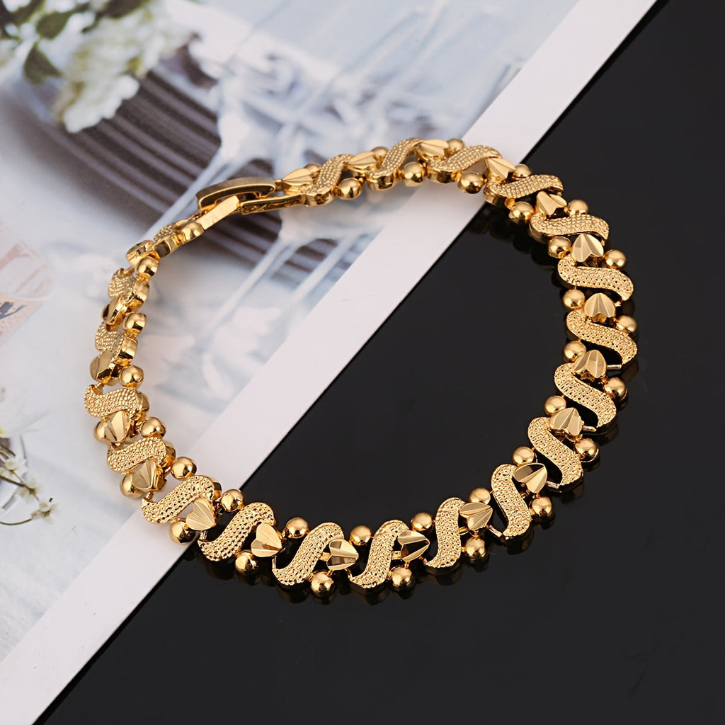Pulseira Ondulada Ornamentada Lily | Ouro